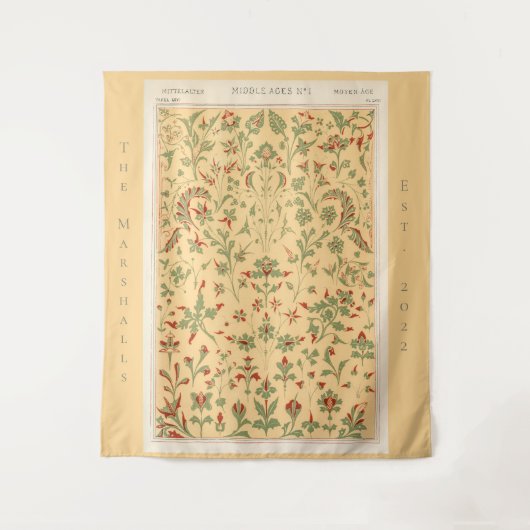 Gelb mit mehrfarbigem botanischem Blumendesign Wandteppich (Vorderseite)