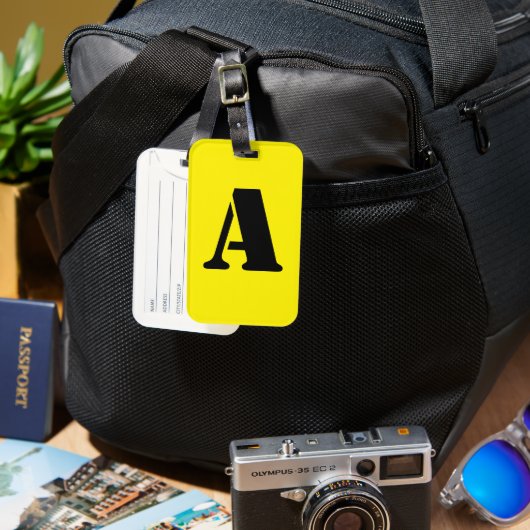 Gelb Mit Monogramm Gepäckanhänger (Vorderseite & Rückseite)