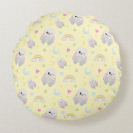 GELB MIT PLUSH BUNNIES MOONS STARS RUNDES KISSEN
