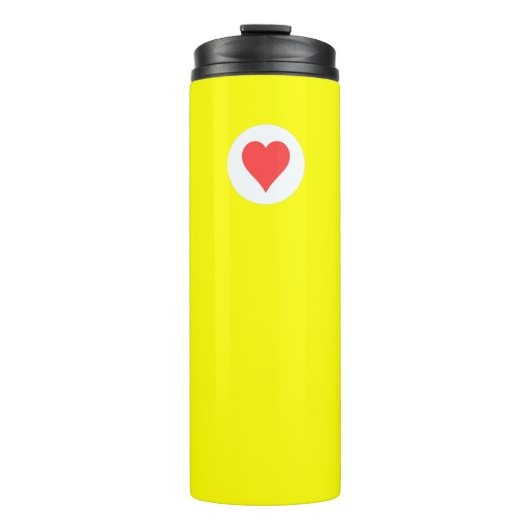 GELB MIT ROTEM HERZ THERMOSBECHER (Vorderseite)