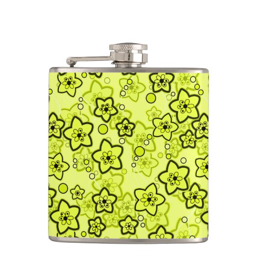 Gelb mit schwarz leuchtendem Neuralmuster Flachmann (Vorderseite)