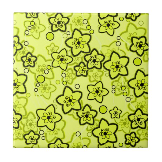 Gelb mit schwarz leuchtendem Neuralmuster Fliese (Vorderseite)