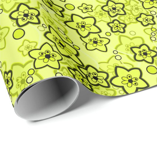 Gelb mit schwarz leuchtendem Neuralmuster Geschenkpapier (Rolleneckpunkt)