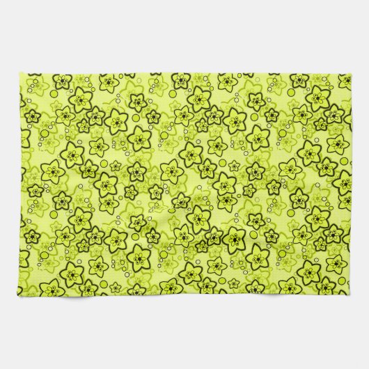 Gelb mit schwarz leuchtendem Neuralmuster Geschirrtuch (Horizontal)