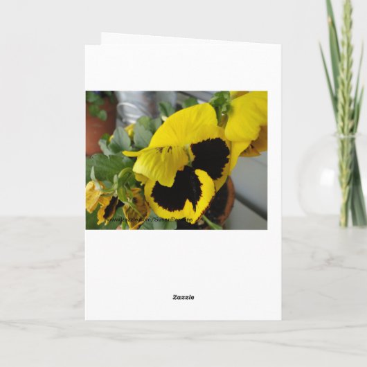 Gelb mit schwarzen Stiefmütterchen Karte (Rückseite)