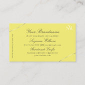 Gelb mit Silberdekor und Monogramm Beruflich Visitenkarte (Rückseite)