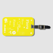 Gelb mit weißen Blume, individueller Gepäckanhänge Gepäckanhänger (Vorderseite (Horizontal))