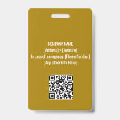 Gelb | Mitarbeiter-Foto-ID Unternehmenssicherheit Ausweis (Back)