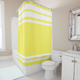 Gelb: Moderne Linien in Weiß Duschvorhang