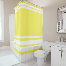 Gelb: Moderne Linien in Weiß Duschvorhang