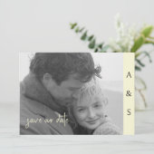 Gelb Modernes, einfaches B/W-Foto horizontal Save The Date (Stehend Vorderseite)