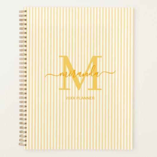 Gelb-monogramm-personalisierter Planer (Vorderseite)