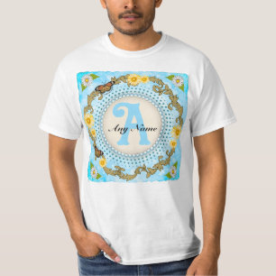 Gelb Monogramm T-Shirt mit Gänseblümchen