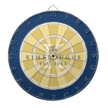 Gelb Navy Blau Gestreifter Kreis Familienmonogramm