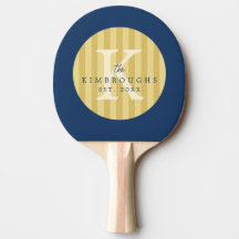 Gelb Navy Blau Gestreifter Kreis Familienmonogramm
