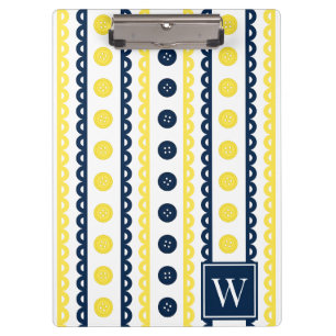 Gelb & Navy Preppy Craft & Nähen Gestreift Klemmbrett