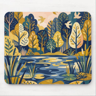Gelb-Navy-Seenah-Wald-Mauspad Mousepad