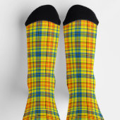 Gelb Orange Blau Kariert Tartan Design Socken (Oben)