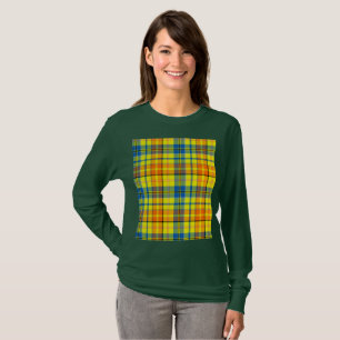 Gelb Orange Blau Kariertes Tartan Design  T-Shirt