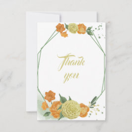 Gelb orange Blume grün Blätter geometrisch Dankeskarte