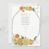 Gelb-orange-Blume Sitzkarte Tischnummer (Vorderseite)