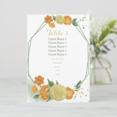 Gelb-orange-Blume Sitzkarte Tischnummer (Stehend Vorderseite)