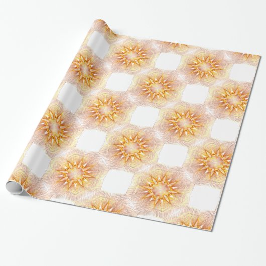 Gelb-Orange-Blumenmuster Geschenkpapier (Ungerollt)