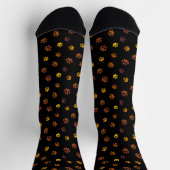 Gelb-orange-braune Paw Prints Muster Schwarz Socken (Oben)