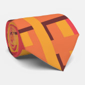 Gelb, orange, braune Retro Strickkunst Krawatte (Gerollt)