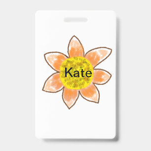 Gelb-orange-braune Sonnenblume fügen den Text flor Ausweis