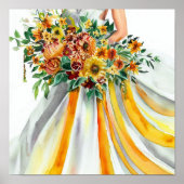 Gelb & Orange, Bridal Cascading Bouquet 2, Poster (Vorne)