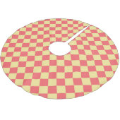 Gelb Orange Checker Diamantmuster Polyester Weihnachtsbaumdecke (Schrägansicht)