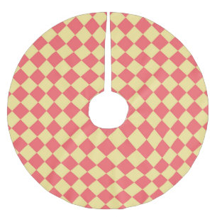Gelb Orange Checker Diamantmuster Polyester Weihnachtsbaumdecke