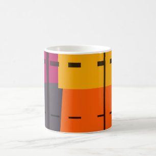 Gelb Orange, Grau, Rosa Abstrakte Kunst Kaffeetasse