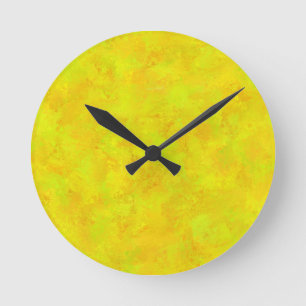 Gelb Orange Grün Abstraktes Muster Runde Wanduhr