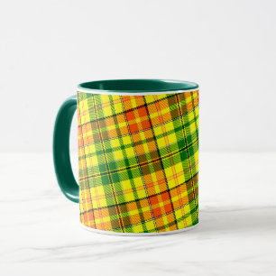 Gelb Orange Grün Kariertes Tartan-Design  Tasse