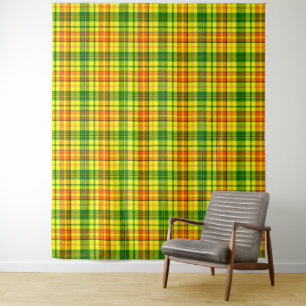 Gelb Orange Grün Kariertes Tartan-Design Wandteppich