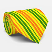Gelb Orange Grün Vertikale Streifen Design Krawatte (Gerollt)