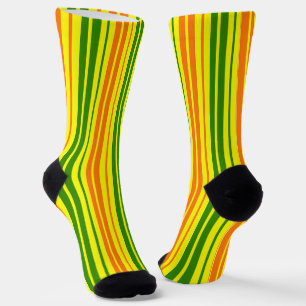 Gelb Orange Grün Vertikale Streifen Design   Socken
