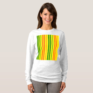 Gelb Orange Grün Vertikale Streifen Design T-Shirt