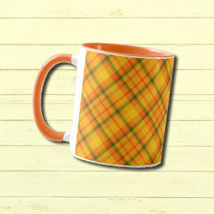 Gelb-orange kariertes Muster Tasse