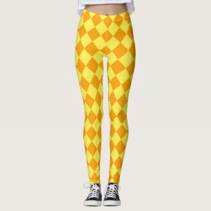 Gelb Orange Karo Diamantmuster Leggings