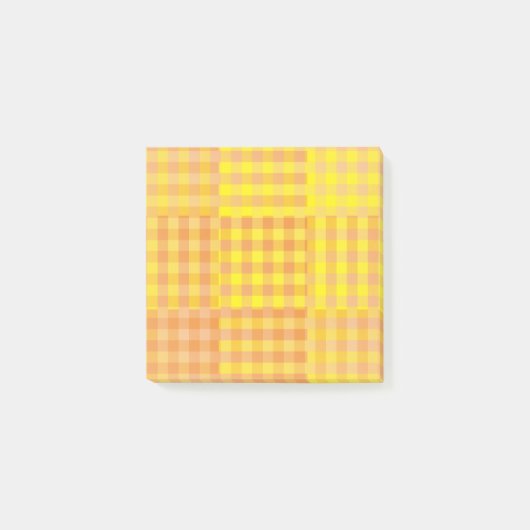 Gelb Orange Karo Patchworkmuster Post-it Klebezettel (Vorderseite)