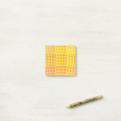 Gelb Orange Karo Patchworkmuster Post-it Klebezettel (Auf Schreibtisch)