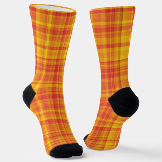 Gelb Orange Karomuster Socken (Gewinkelt)