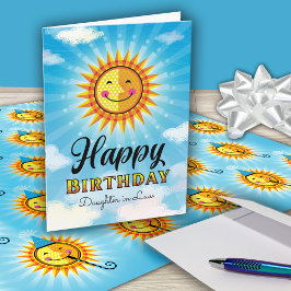 Gelb Orange lächelnd Sonne Tochter im Gesetz Gebur Karte