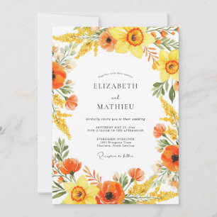 Gelb Orange Malerische Flourish Hochzeit Einladung