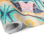 Gelb-orange, Minze und rosa Mandala. Geschenkpapier (Rolleneckpunkt)