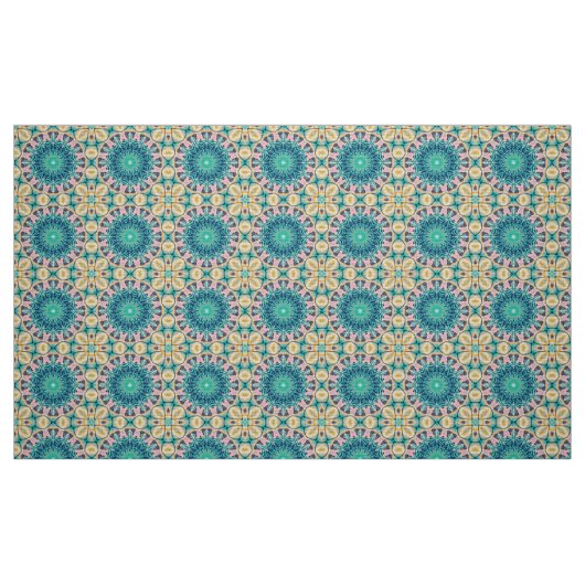 Gelb-orange, Minze und rosa Mandala. Stoff (Fat Quarter (45,7 x 55,9 cm))