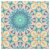 Gelb-orange, Minze und rosa Mandala. Stoff (Nahaufnahme)